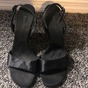 Calvin Klein Black Satin wedge
